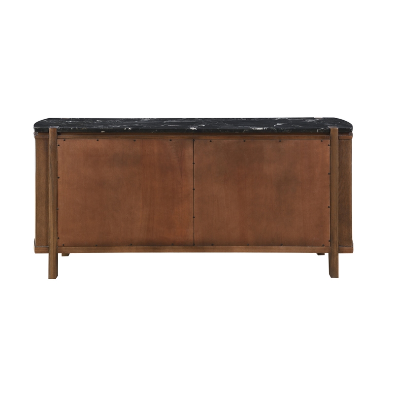 ACME Estella Server in Black Natural Marble Top & Walnut