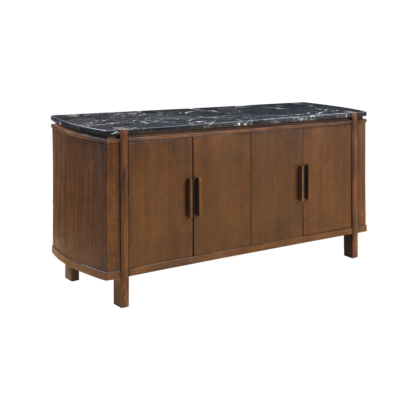 ACME Estella Server in Black Natural Marble Top & Walnut