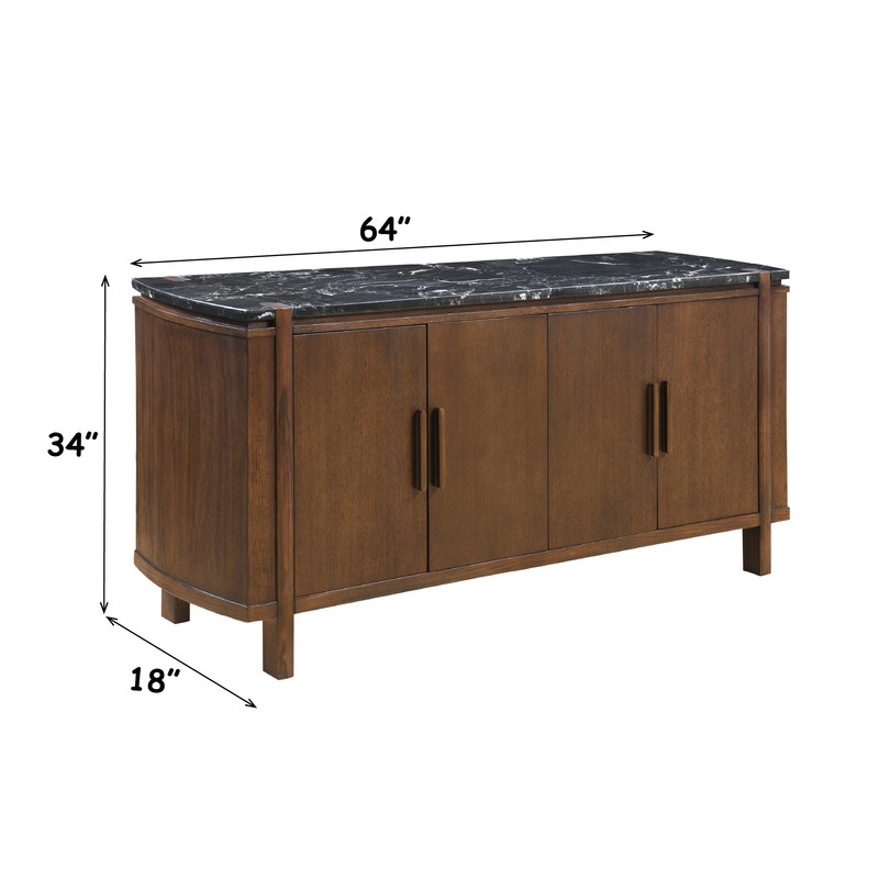 ACME Estella Server in Black Natural Marble Top & Walnut
