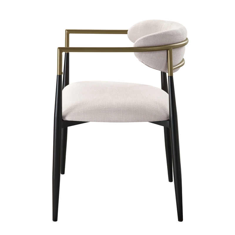 ACME Jaramillo Arm Chair (Set-2) in Beige Linen & Black