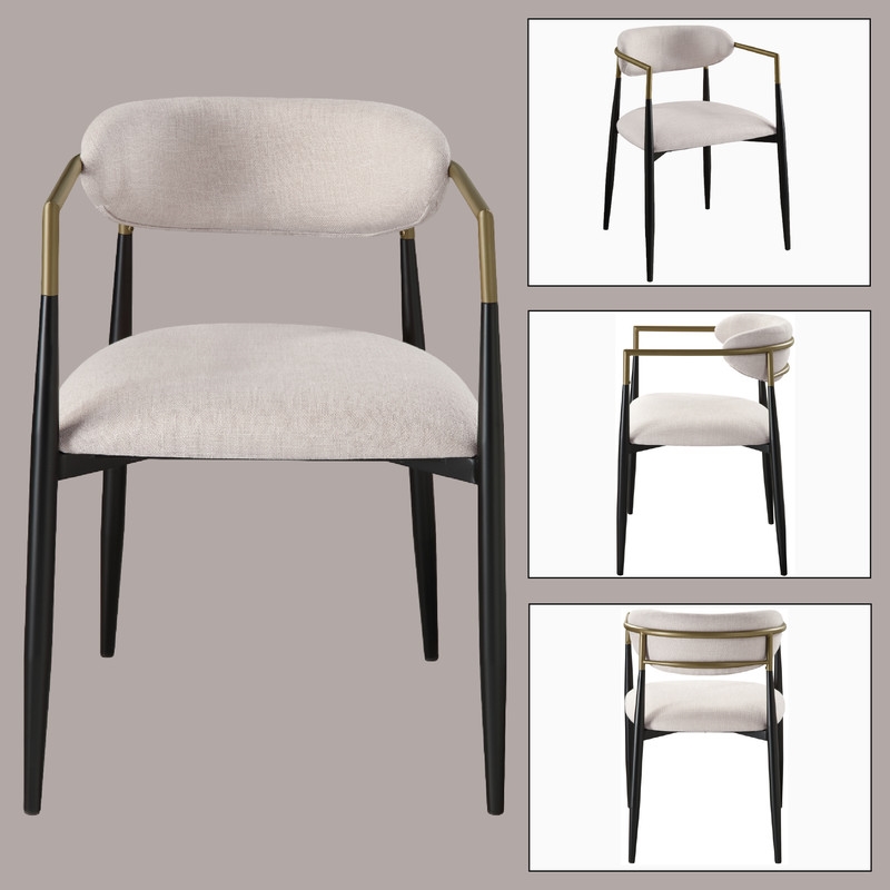 ACME Jaramillo Arm Chair (Set-2) in Beige Linen & Black