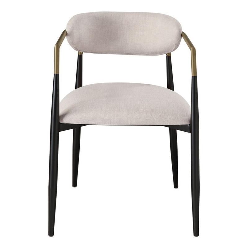 ACME Jaramillo Arm Chair (Set-2) in Beige Linen & Black