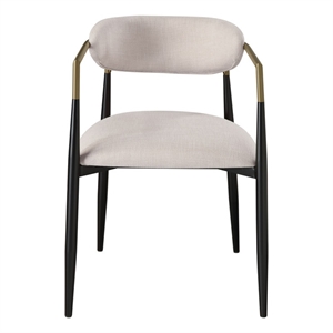 ACME Jaramillo Arm Chair (Set-2) in Beige Linen & Black