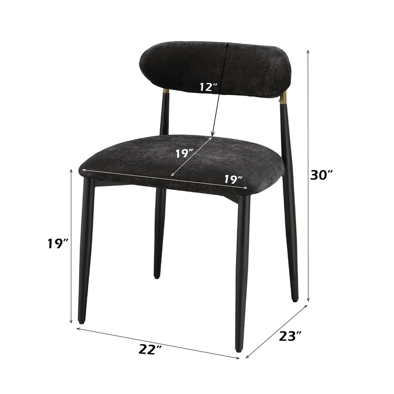 ACME Jaramillo Side Chair (Set-2) in Black Chenille & Black