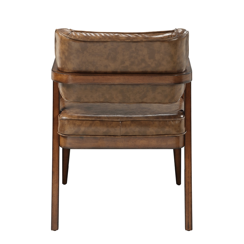 ACME Harvey Arm Chair (Set-2) in Leatherette & Brown