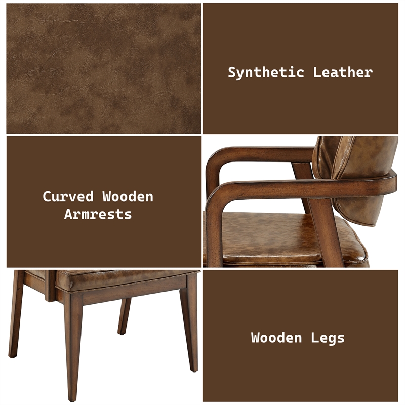 ACME Harvey Arm Chair (Set-2) in Leatherette & Brown