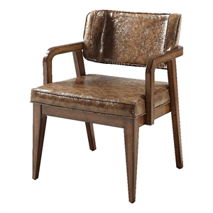 ACME Harvey Arm Chair (Set-2) in Leatherette & Brown