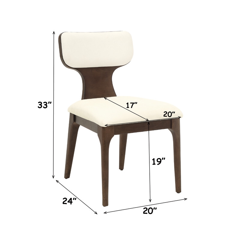 ACME Koen Side Chair (Set-2) in Beige Chenille & Brown Oak