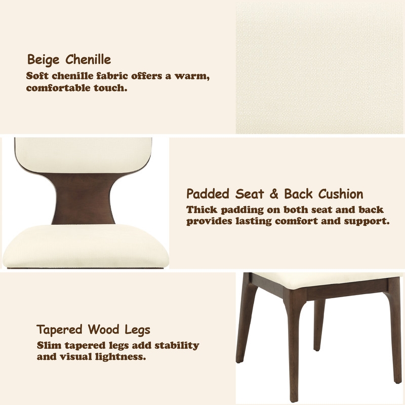 ACME Koen Side Chair (Set-2) in Beige Chenille & Brown Oak