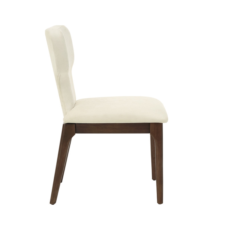 ACME Koen Upholstered Side Chair (Set-2) in Beige Chenille & Brown Oak