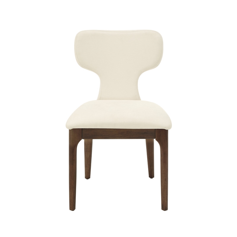 ACME Koen Upholstered Side Chair (Set-2) in Beige Chenille & Brown Oak