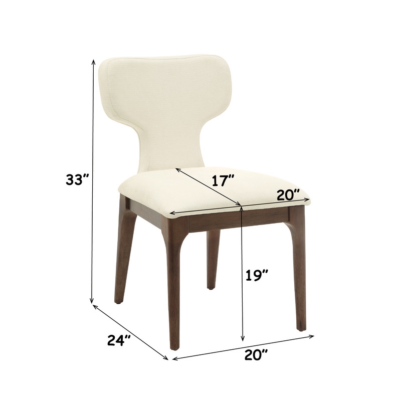 ACME Koen Upholstered Side Chair (Set-2) in Beige Chenille & Brown Oak