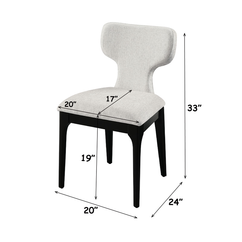 ACME Koen Upholstered Side Chair (Set-2) in Beige Chenille & Black