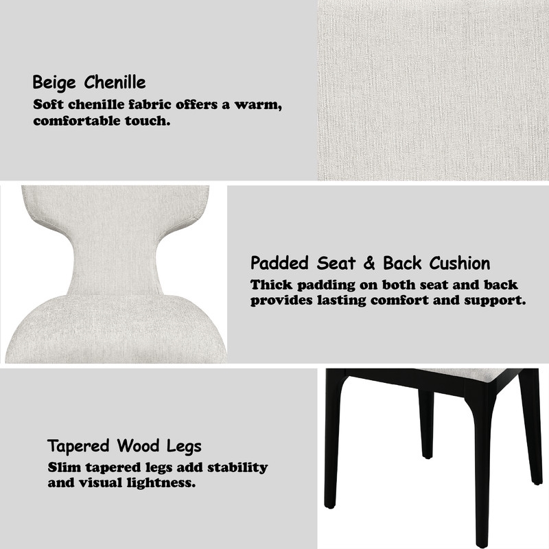ACME Koen Upholstered Side Chair (Set-2) in Beige Chenille & Black