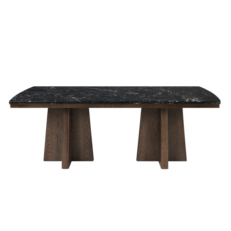 ACME Estella Dining Table in Black Natural Marble Top & Walnut
