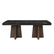 ACME Estella Dining Table in Black Natural Marble Top & Walnut