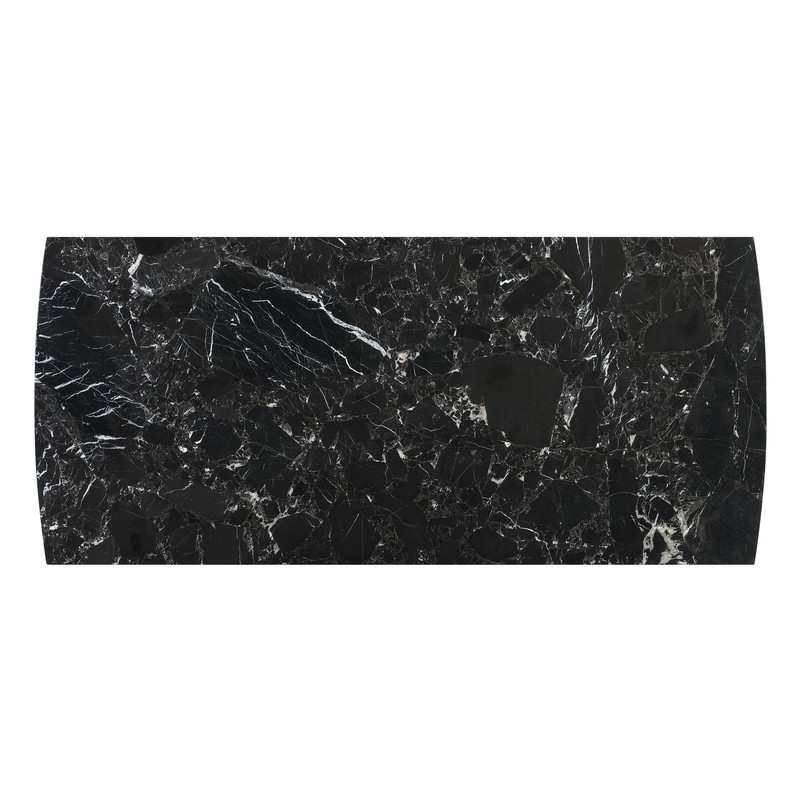 ACME Estella Dining Table in Black Natural Marble Top & Walnut