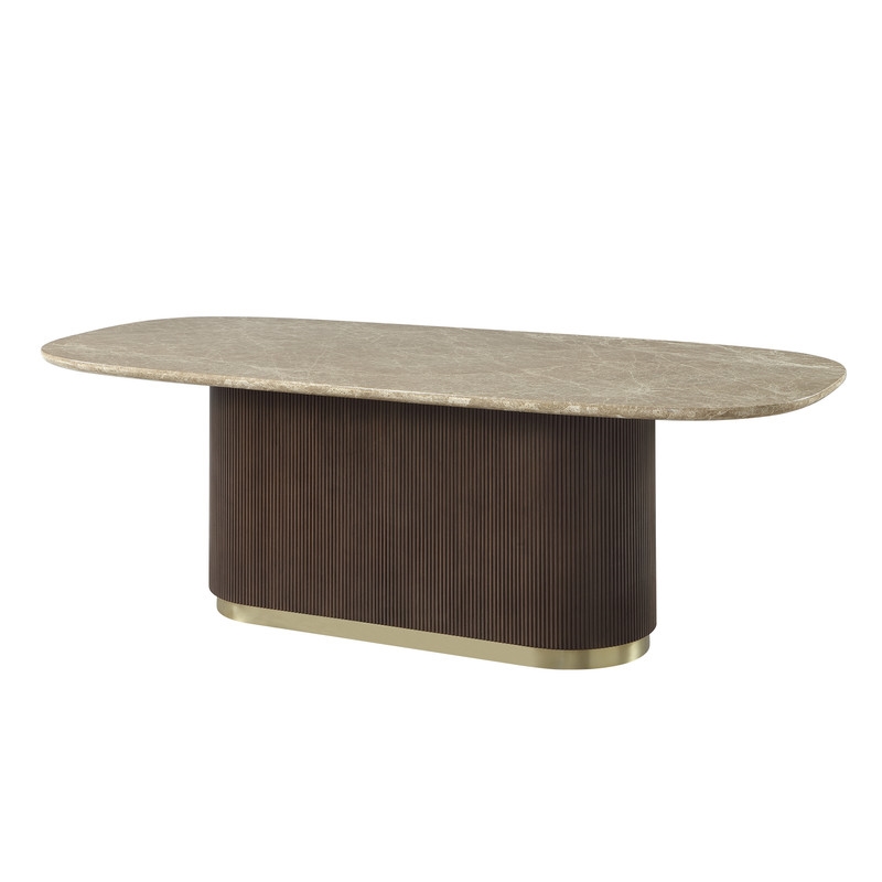 ACME Clayten Dining Table in Natural Marble Top & Brown Oak