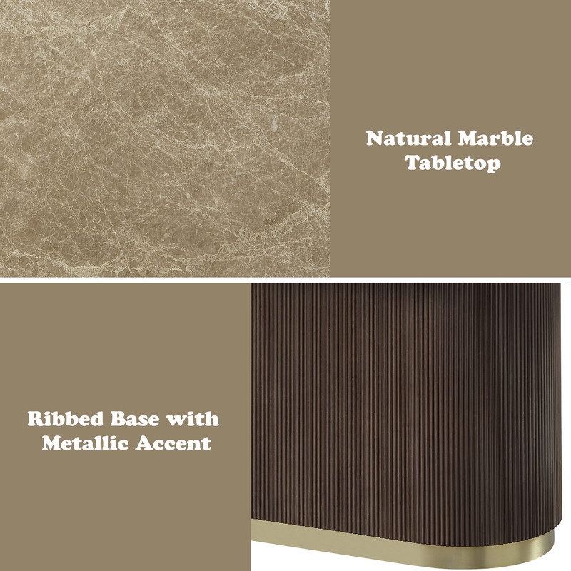 ACME Clayten Dining Table in Natural Marble Top & Brown Oak