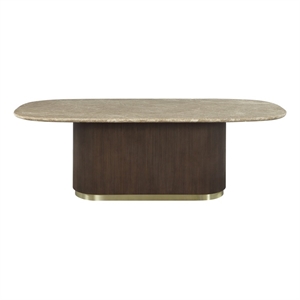 ACME Clayten Dining Table in Natural Marble Top & Brown Oak