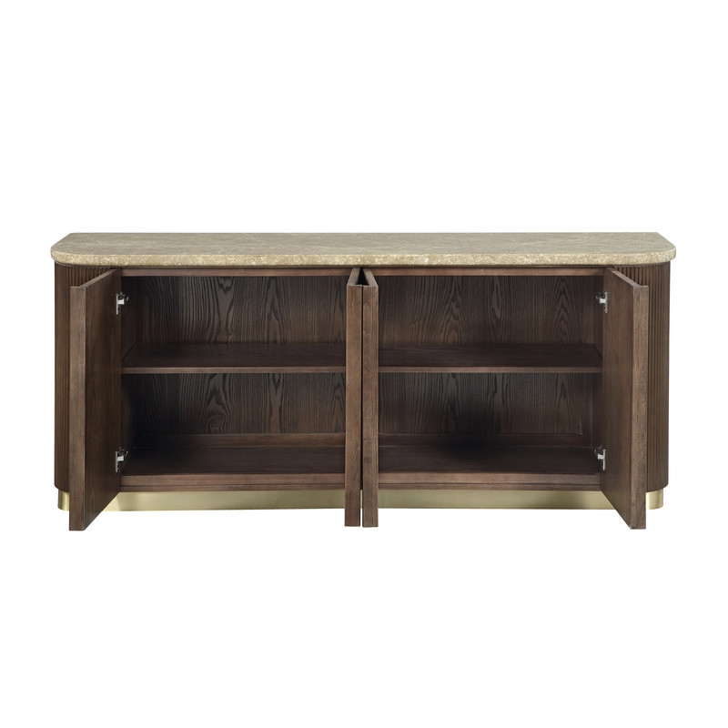 ACME Clayten Server in Natural Marble Top & Brown Oak