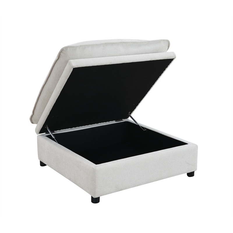 ACME Marisa Modular Ottoman with Storage in Beige Boucle