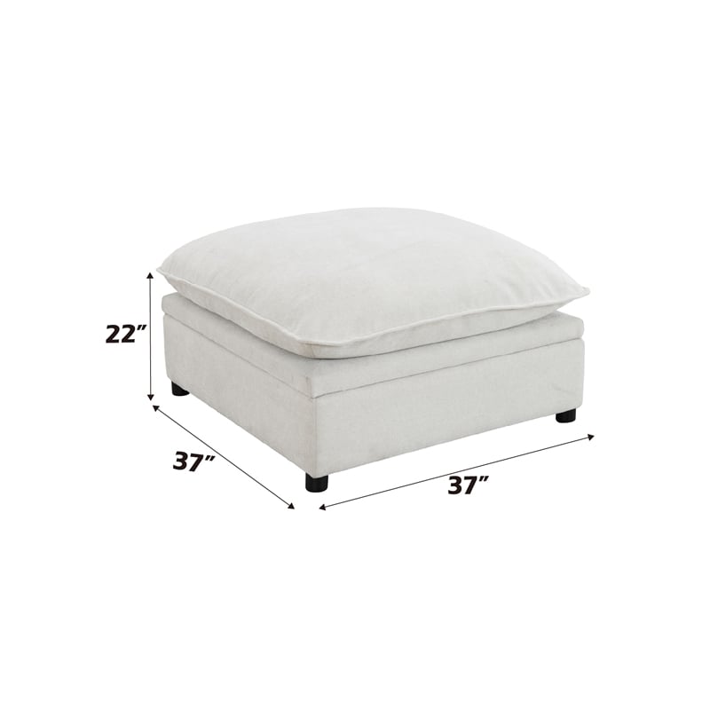 ACME Marisa Modular Ottoman with Storage in Beige Boucle