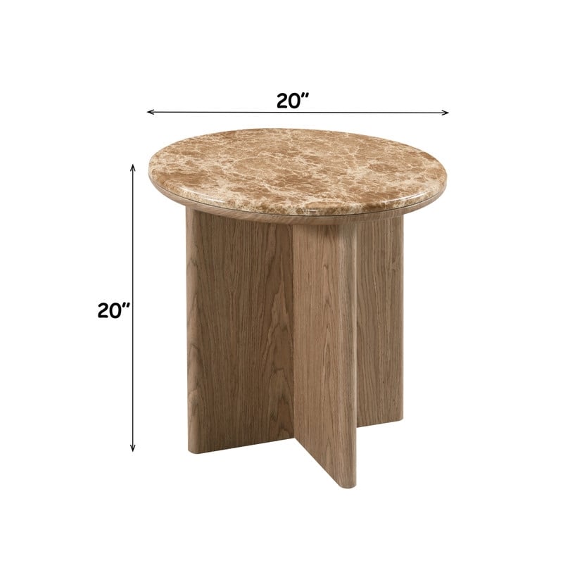 ACME Markku End Table in Natural Marble & Oak