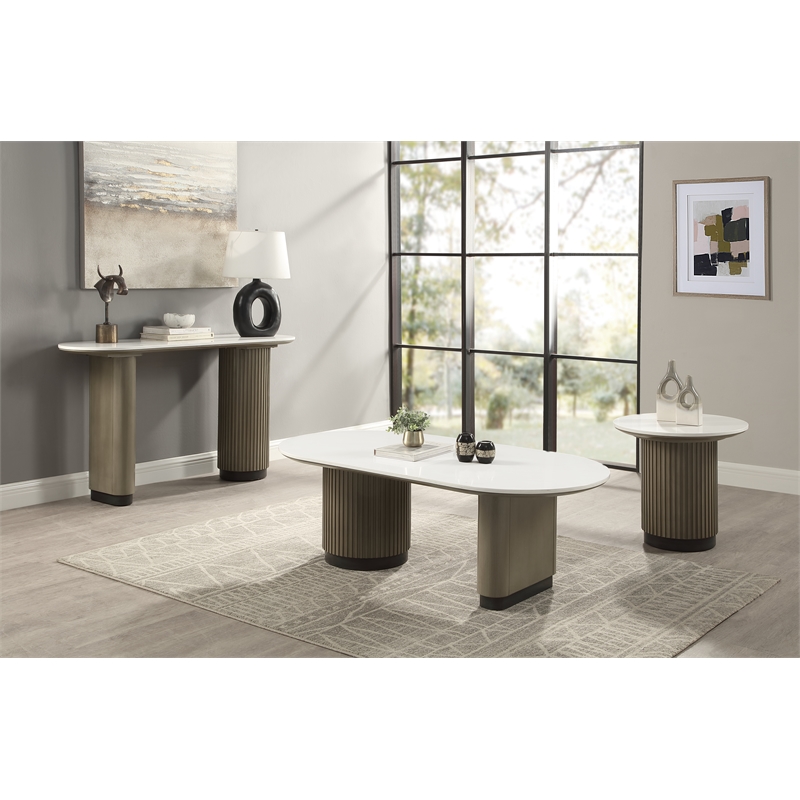 ACME Clayten Coffee Table in Engineering Top & Light Oak