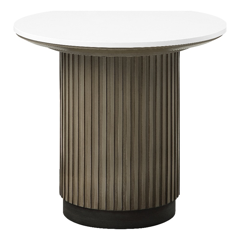 ACME Clayten End Table in Engineering Top & Light Oak
