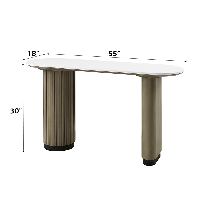 ACME Clayten Sofa Table in Engineering Top & Light Oak
