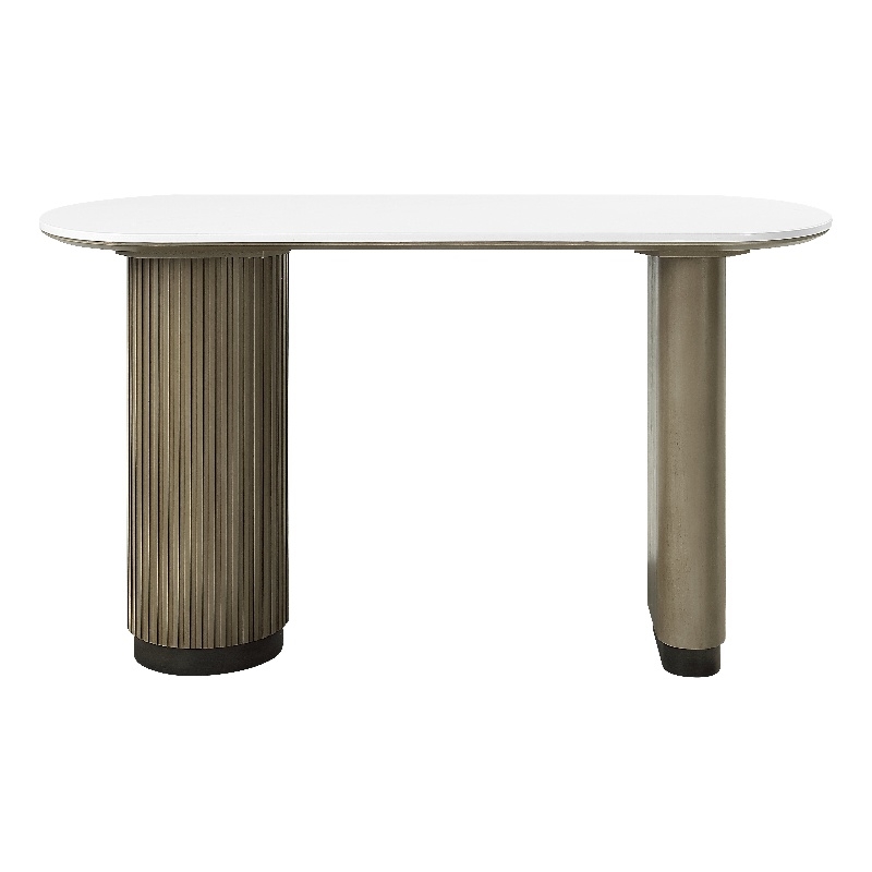 ACME Clayten Sofa Table in Engineering Top & Light Oak