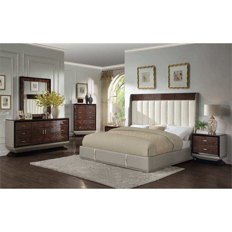 ACME Jamonica Nightstand in Gold & High Gloss