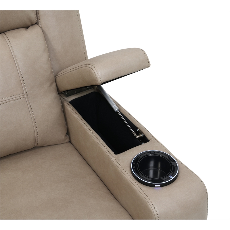 ACME Lugo Power Motion Recliner w/Cup Holder in Camel Leather Aire