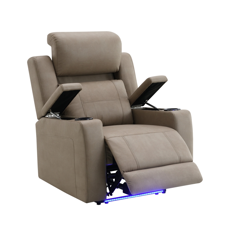 ACME Lugo Power Motion Recliner w/Cup Holder in Camel Leather Aire
