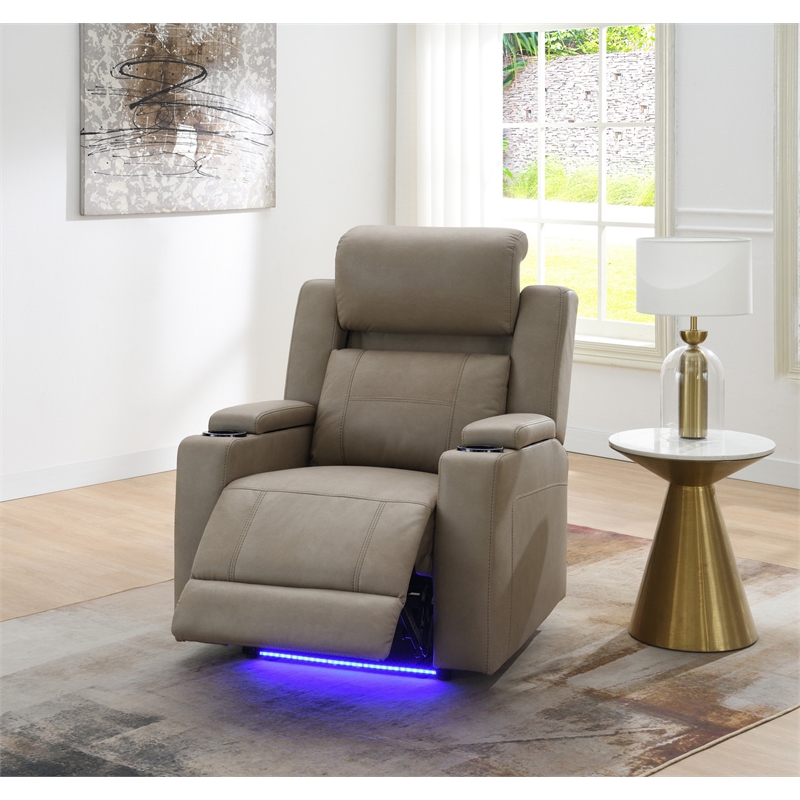 ACME Lugo Power Motion Recliner w/Cup Holder in Camel Leather Aire