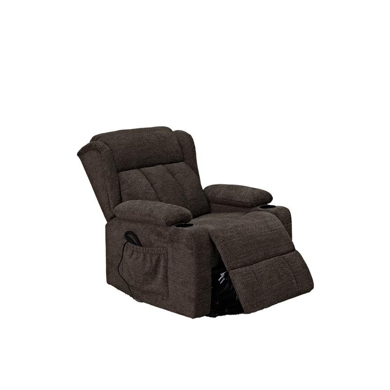 ACME Lusio Power Motion Recliner w/Lift & Cup Holder in Brown Linen