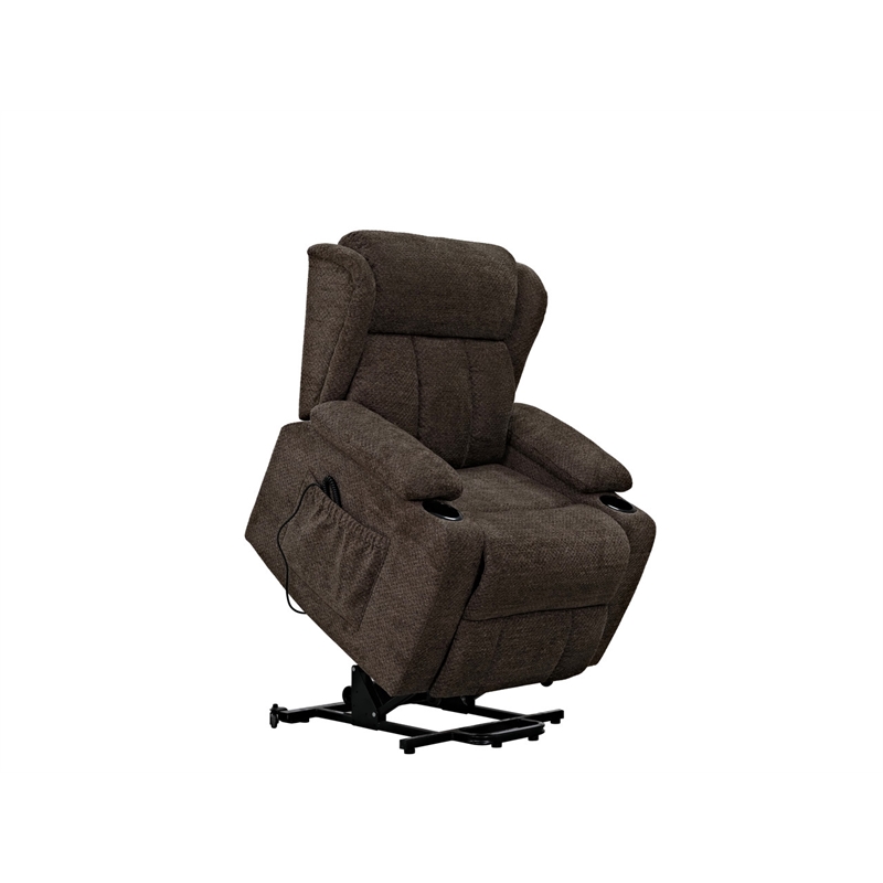 ACME Lusio Power Motion Recliner w/Lift & Cup Holder in Brown Linen