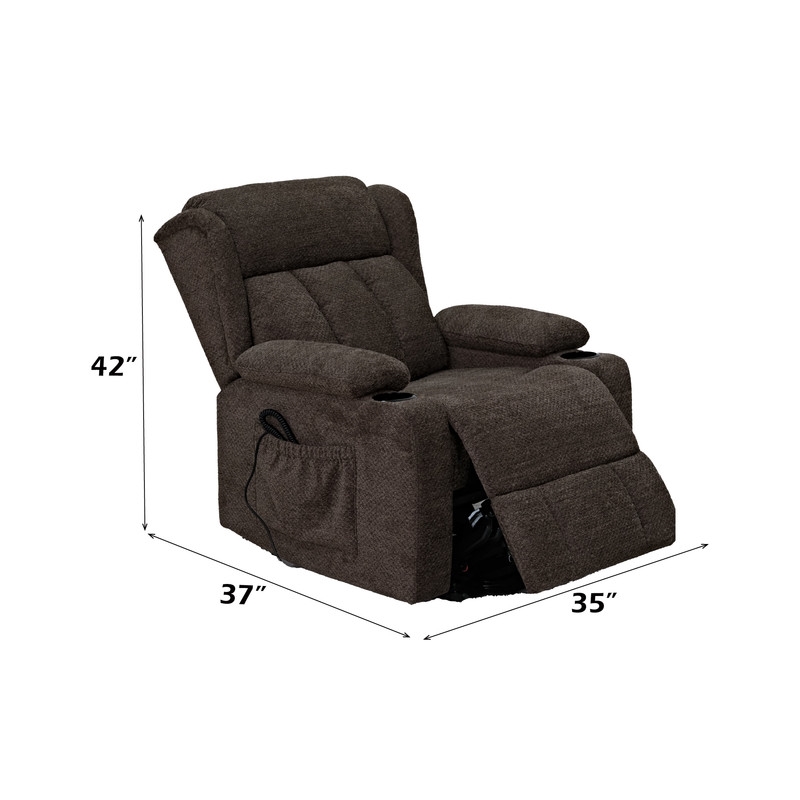 ACME Lusio Power Motion Recliner w/Lift & Cup Holder in Brown Linen