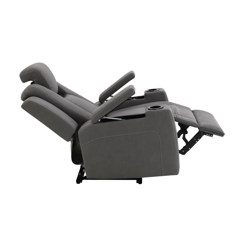 ACME Leuco Power Motion Recliner in Gray Leather Aire