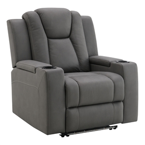 ACME Leuco Power Motion Recliner in Gray Leather Aire
