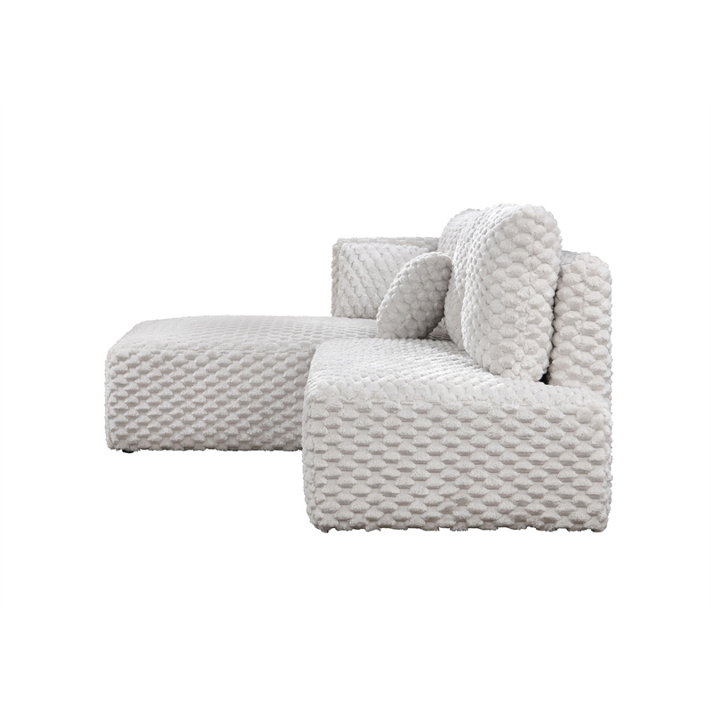 ACME Manya Sectional Sofa w/2Pillows in Ivory Corduroy