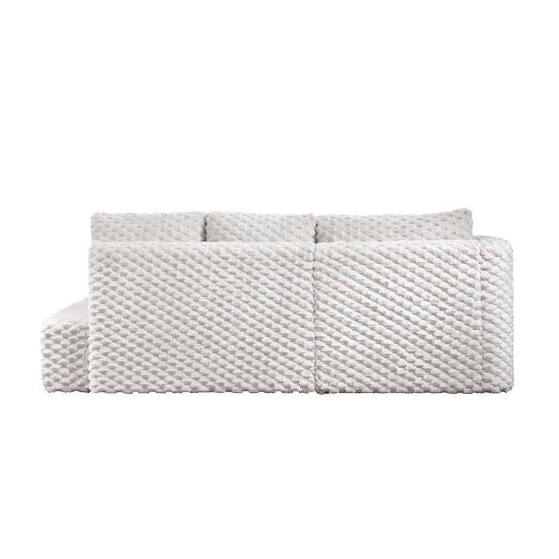 ACME Manya Sectional Sofa w/2Pillows in Ivory Corduroy