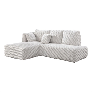 ACME Manya Sectional Sofa w/2Pillows in Ivory Corduroy