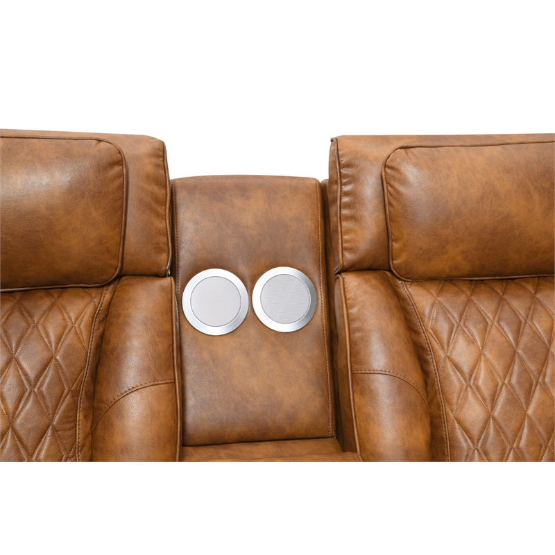 ACME Taddeo Power Motion Sectional Sofa Set in Two Tone Brown Leatherette
