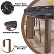 ACME Estella Round Dining Table in Black Natural Marble Top & Walnut