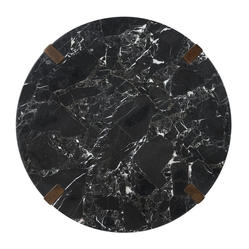 ACME Estella Coffee Table in Black Natural Marble Top & Walnut