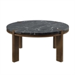 ACME Estella Coffee Table in Black Natural Marble Top & Walnut