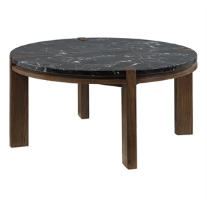 ACME Estella Coffee Table in Black Natural Marble Top & Walnut