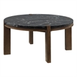 ACME Estella Coffee Table in Black Natural Marble Top & Walnut